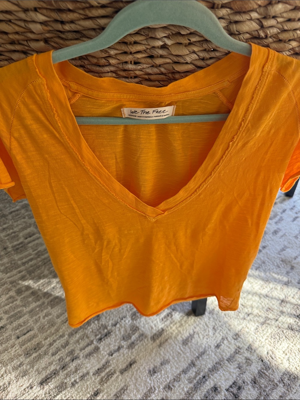 We The Free Short Sleeve V-Neck Tee in Orange